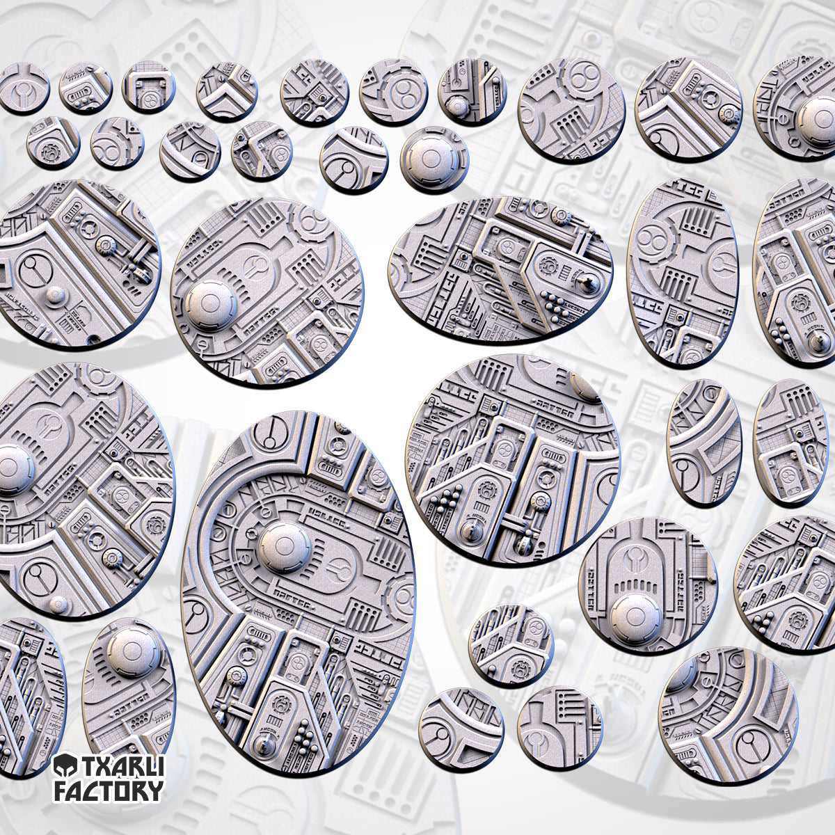 Bases de la ciudad Xenos | 25 mm | 32 mm | 40 mm | Fábrica de Txarli | Redondo texturizado escénico magnetizable