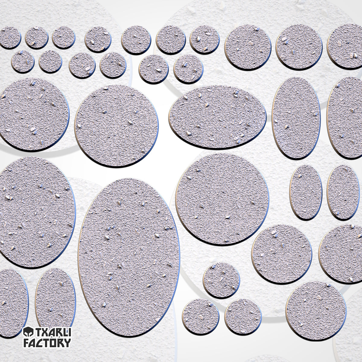 Bases de grava mediana | 25 mm | 32 mm | 40 mm | Fábrica de Txarli | Redondo texturizado escénico magnetizable
