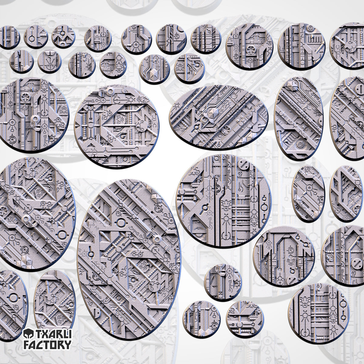 Bases de tecnología xeno | 25 mm | 32 mm | 40 mm | Fábrica de Txarli | Redondo texturizado escénico magnetizable