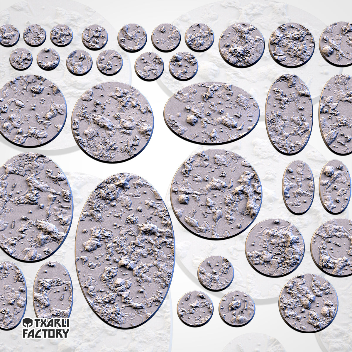 Bases de pantanos | 25 mm | 32 mm | 40 mm | Fábrica de Txarli | Redondo texturizado escénico magnetizable