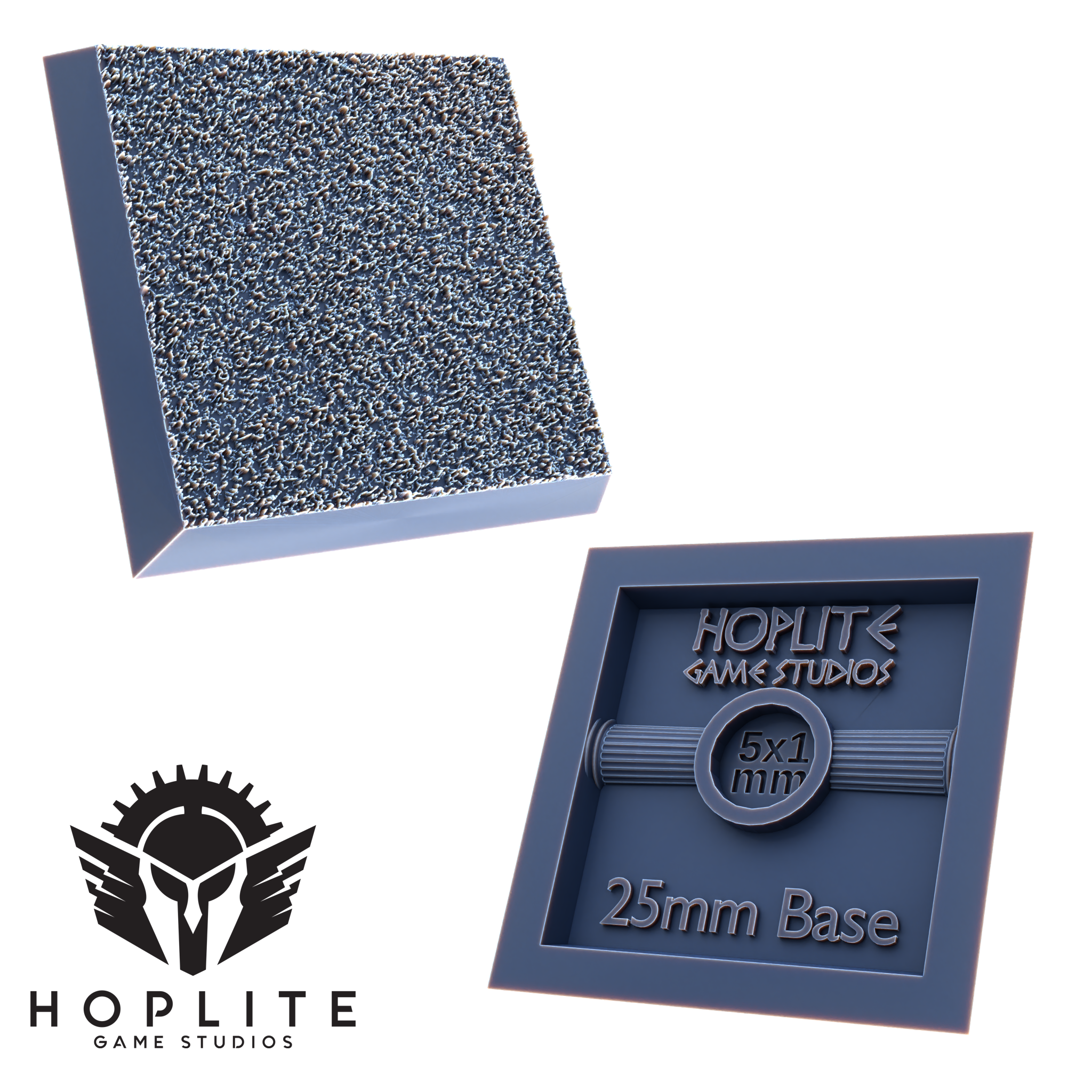 Bases cuadradas magnetizables con textura hoplita | Bases cuadradas de fantasía | 25 mm | 30 mm | 40 mm | 50 mm | y más tamaños