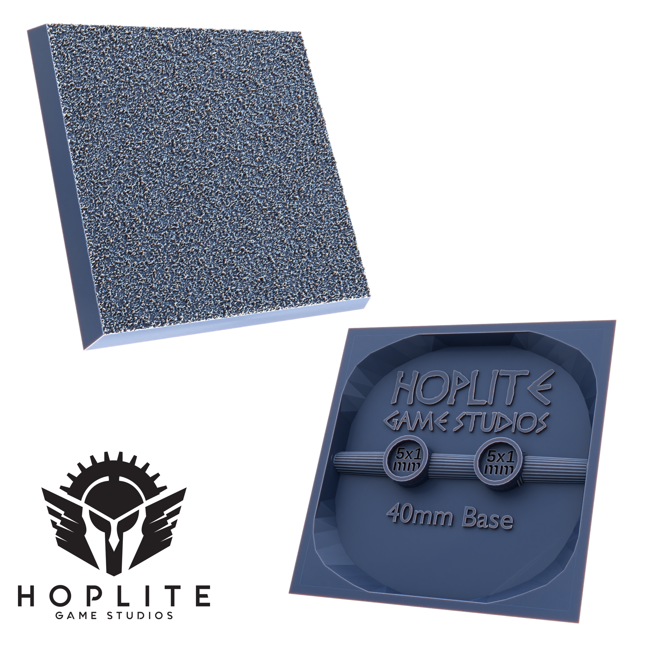 Bases cuadradas magnetizables con textura hoplita | Bases cuadradas de fantasía | 25 mm | 30 mm | 40 mm | 50 mm | y más tamaños