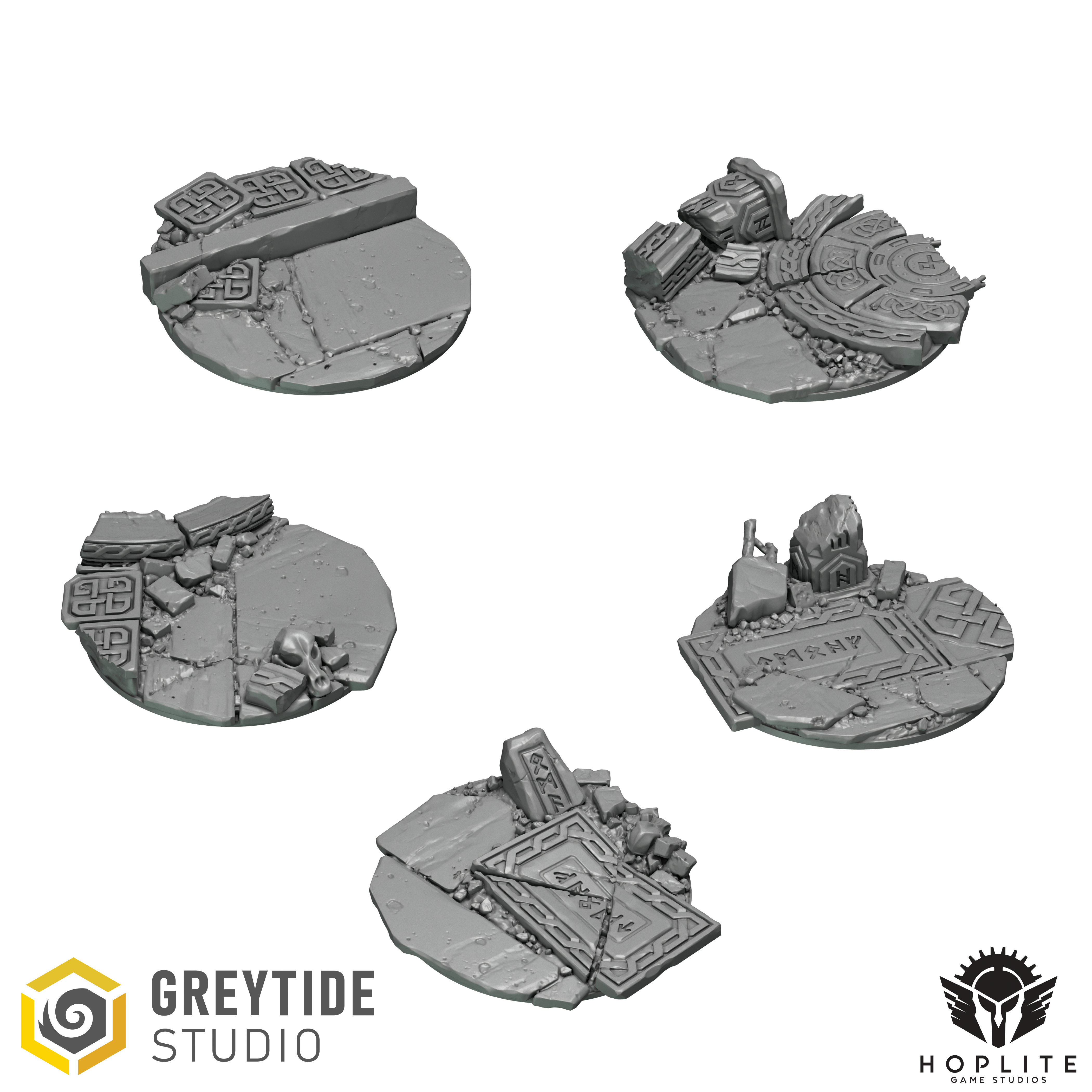 Adornos de base primarios 40 mm (x5) | Estudios de marea gris | Sabuesos primigenios | Piezas y brocas de conversión