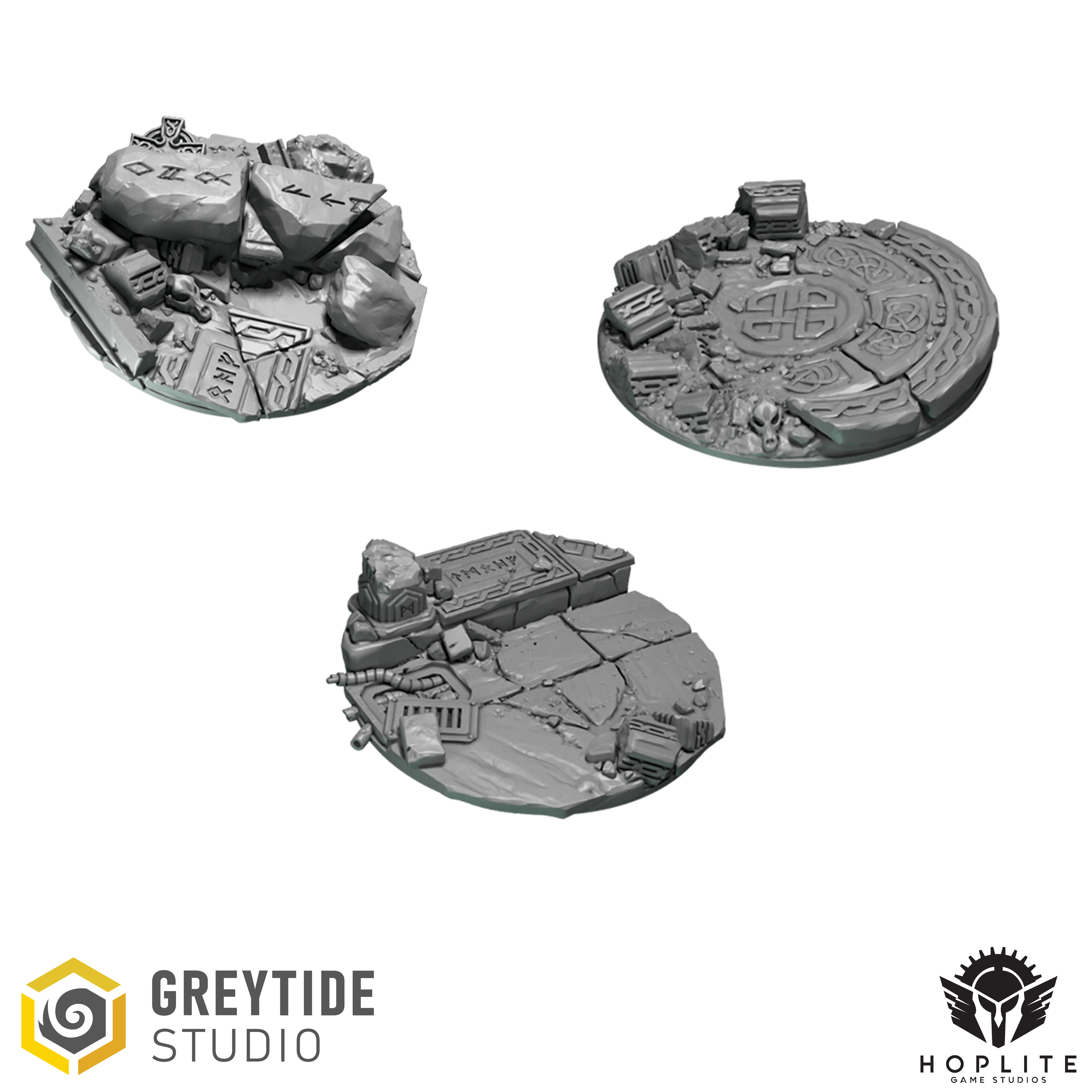 Adornos de base primarios 60 mm (x3) | Estudios de marea gris | Sabuesos primigenios | Piezas y brocas de conversión