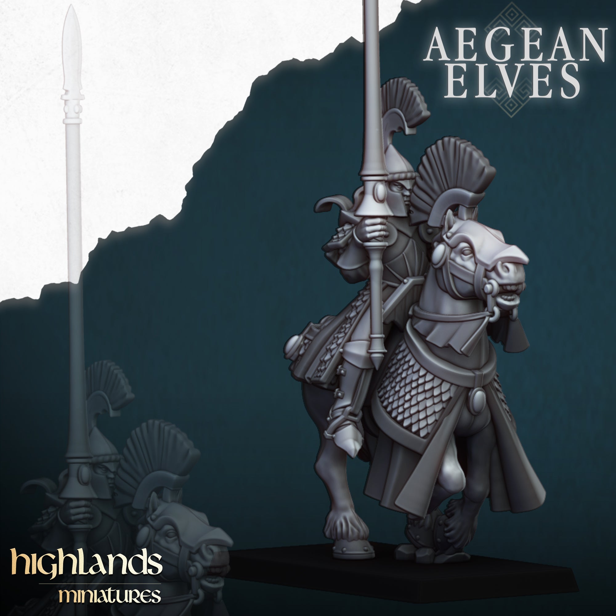 Lanzas montadas de elfos de Agean (x8) - Highlands Miniatures