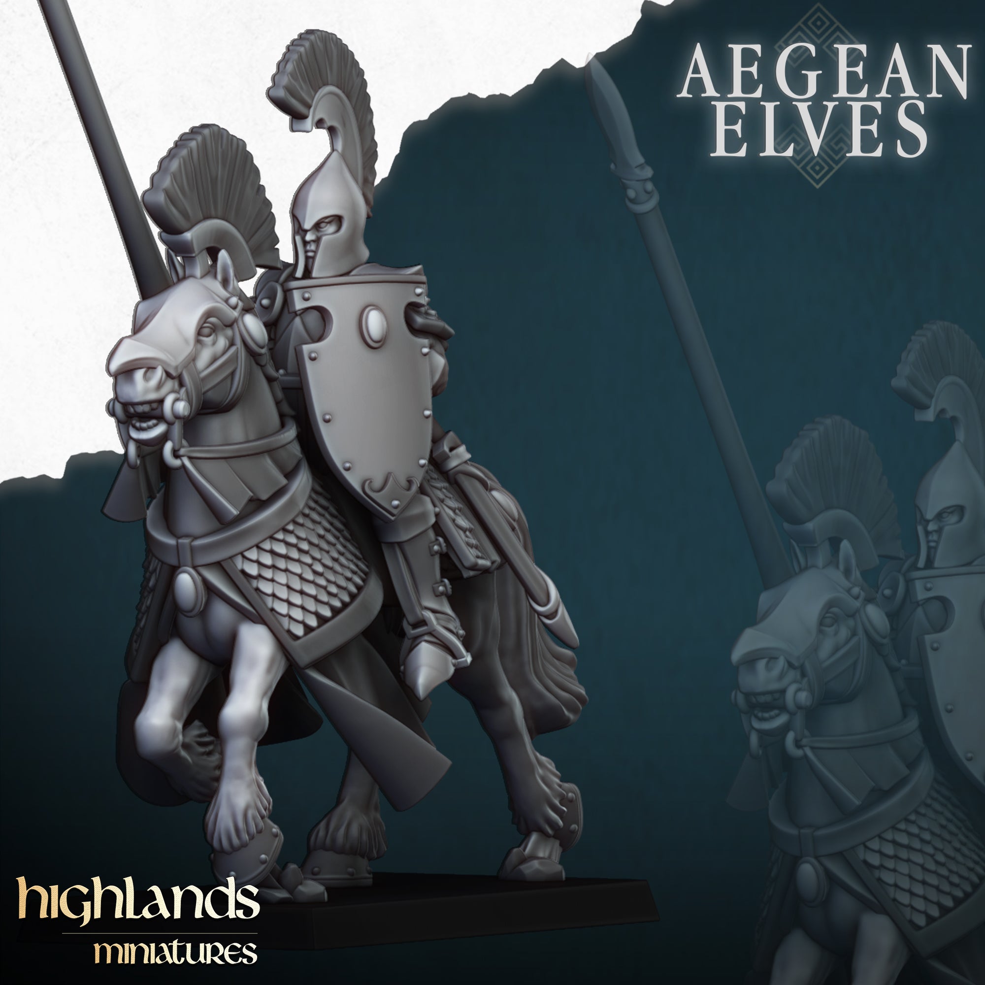 Lanzas montadas de elfos de Agean (x8) - Highlands Miniatures