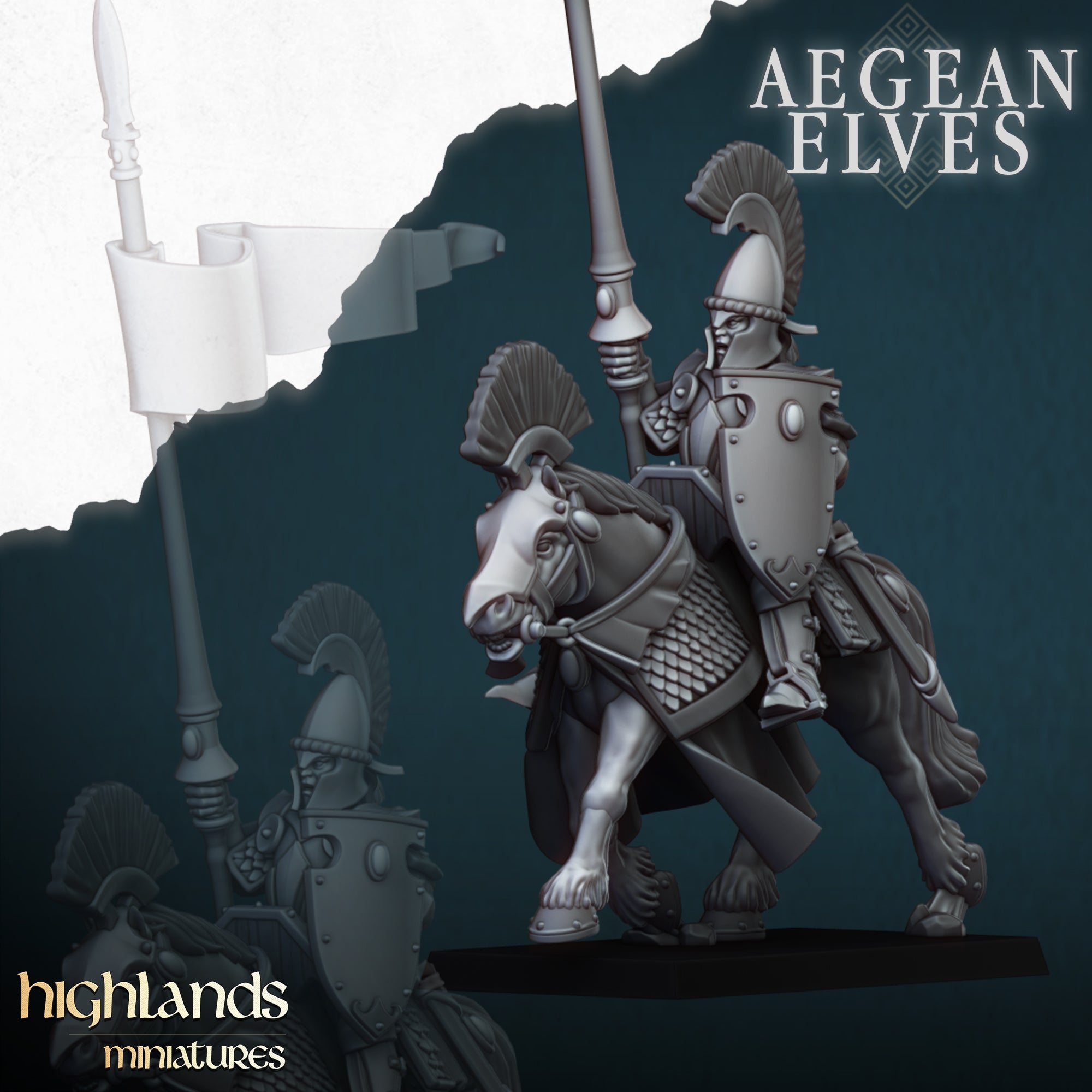 Lanzas montadas de elfos de Agean (x8) - Highlands Miniatures