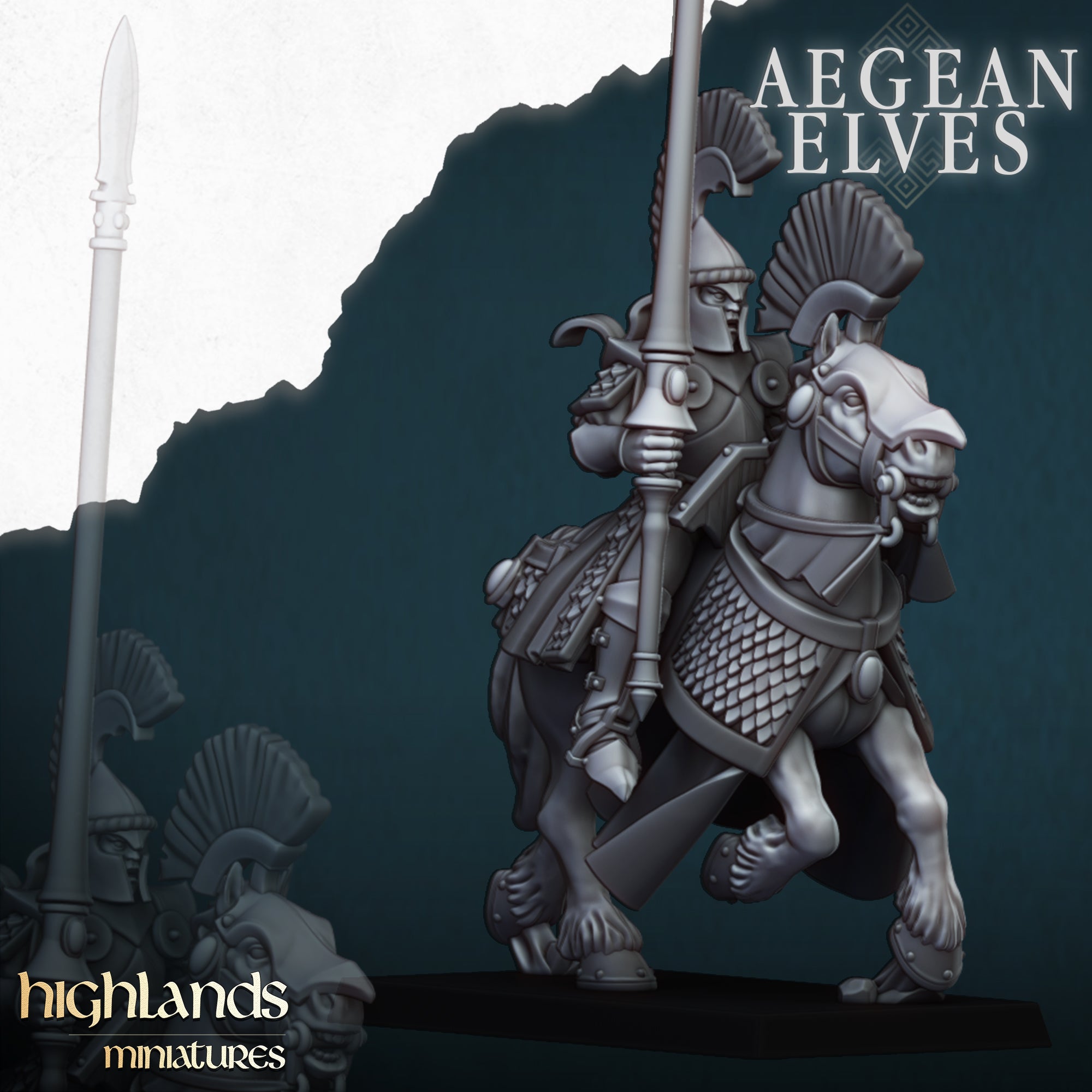 Lanzas montadas de elfos de Agean (x8) - Highlands Miniatures