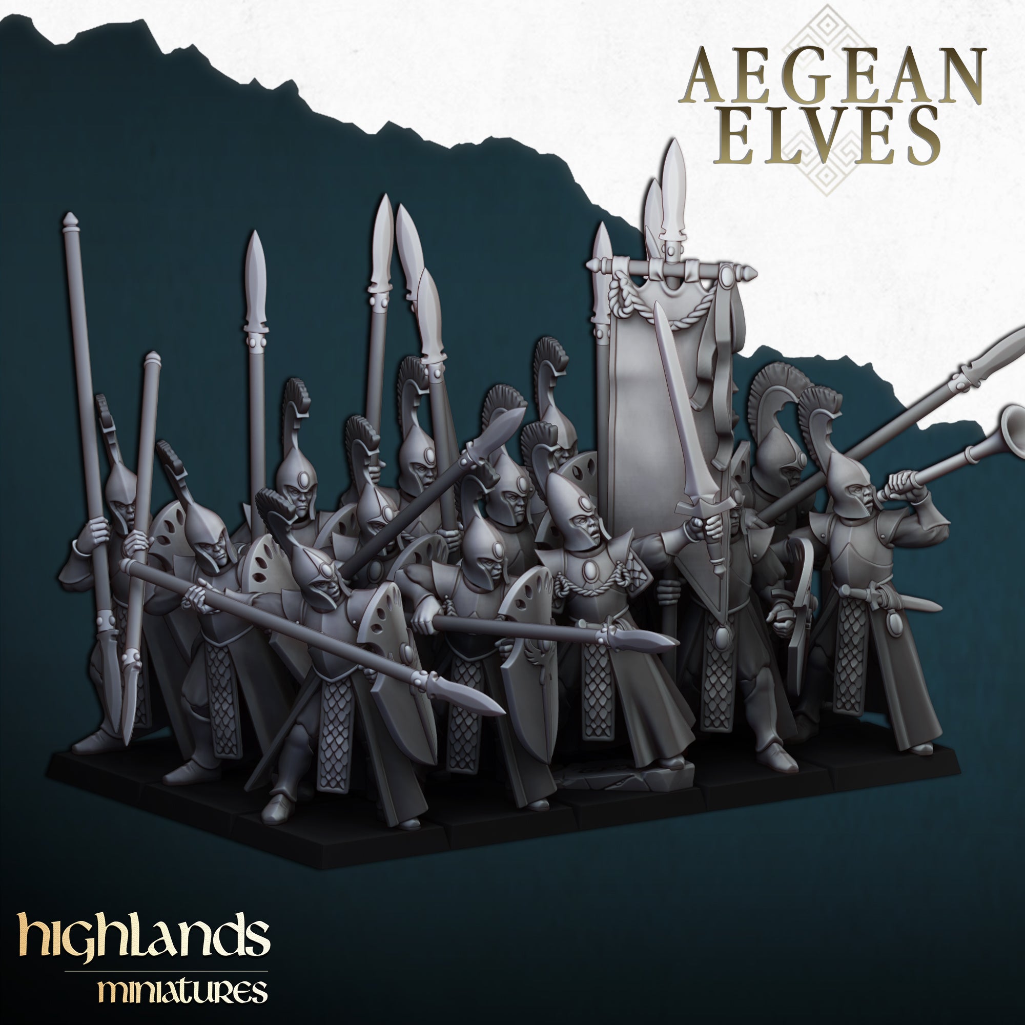 Lanceros elfos de Agean (x20) - Highlands Miniatures