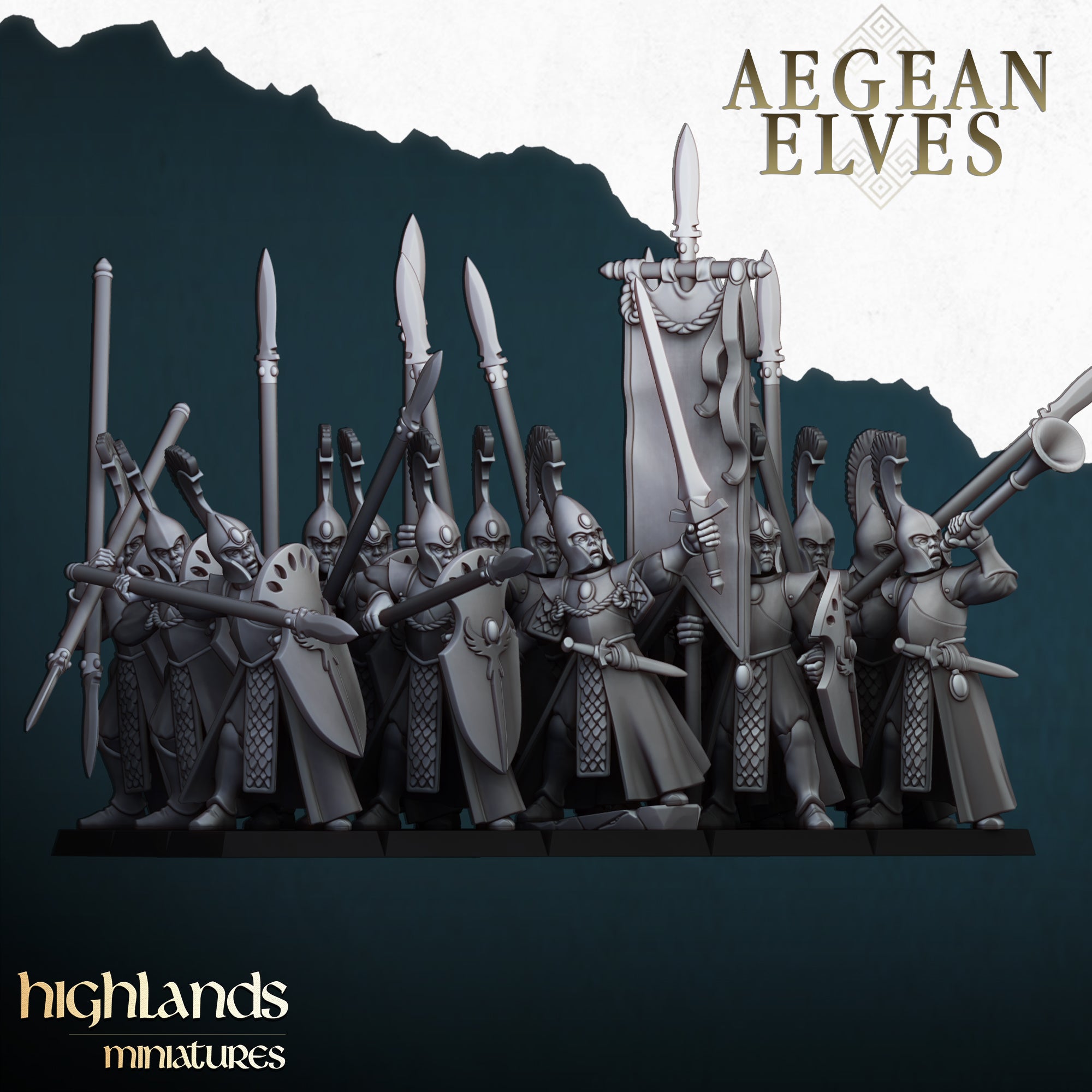 Lanceros elfos de Agean (x20) - Highlands Miniatures