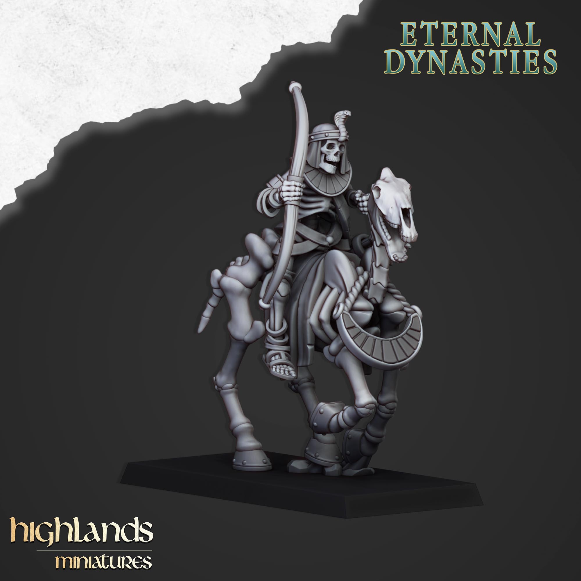 Antike Skelettkavallerie mit Bogen (x8) – Ewige Dynastien | Highlands Miniatures