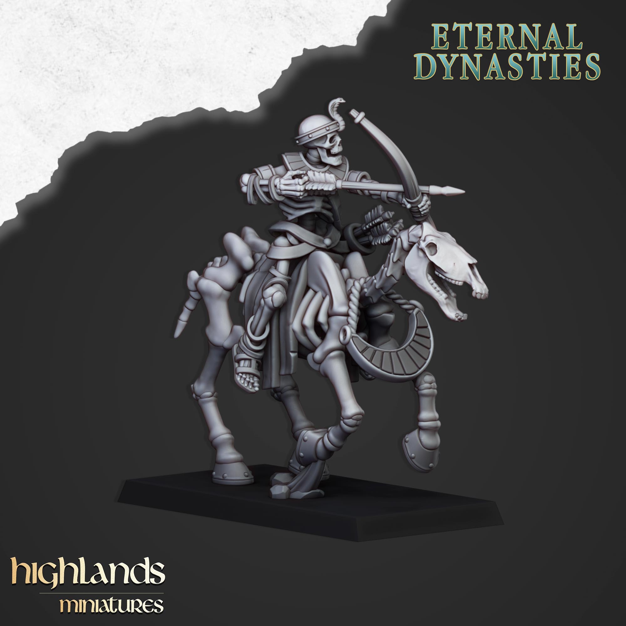 Antike Skelettkavallerie mit Bogen (x8) – Ewige Dynastien | Highlands Miniatures
