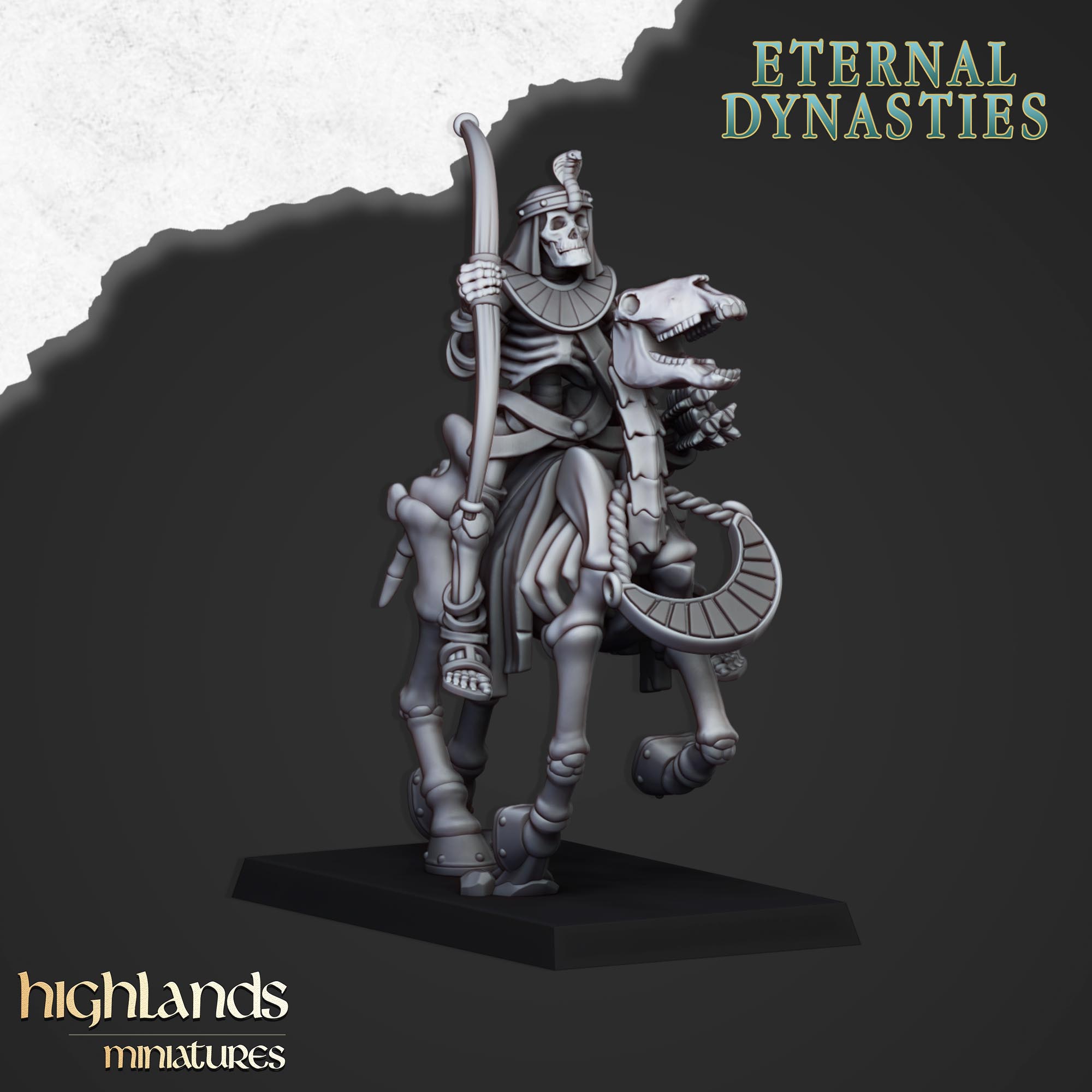 Antike Skelettkavallerie mit Bogen (x8) – Ewige Dynastien | Highlands Miniatures