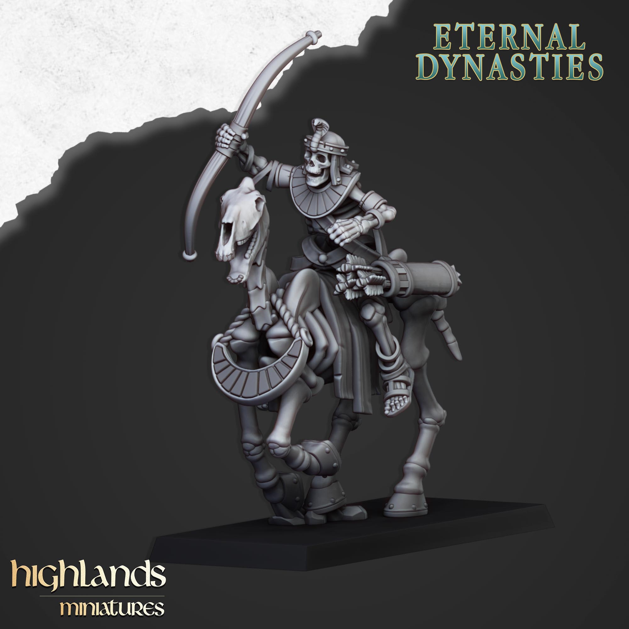 Antike Skelettkavallerie mit Bogen (x8) – Ewige Dynastien | Highlands Miniatures