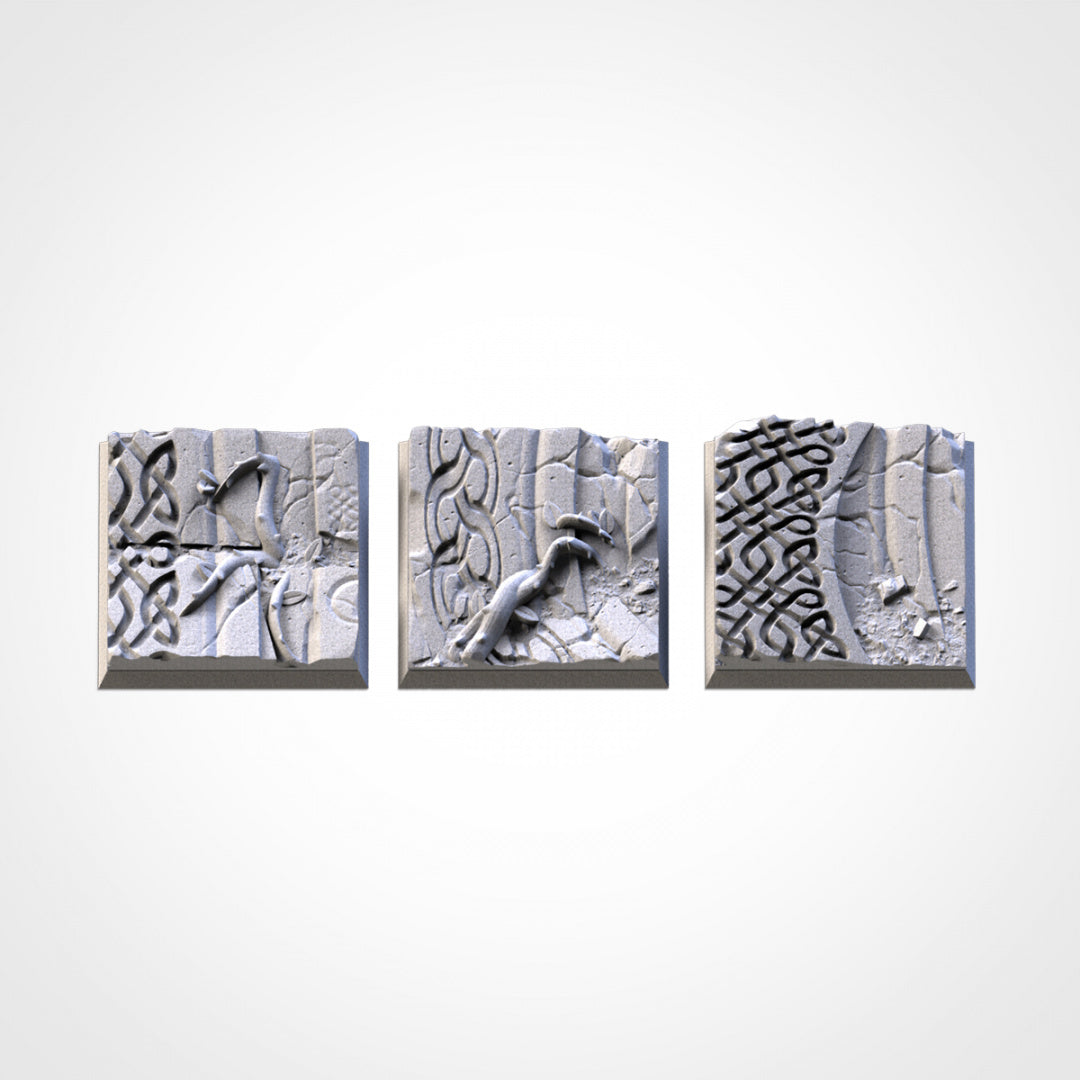 Ancestral Ruins Square Bases | 20mm | 25mm | 40mm | Txarli Factory | Magnetizable Scenic Textured Square