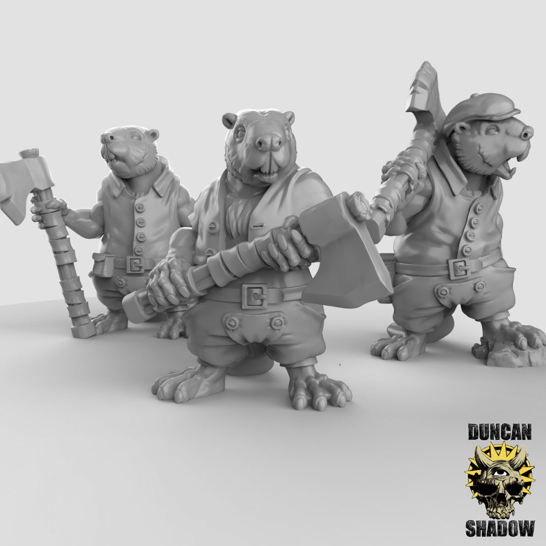 Leñadores populares del castor con hachas | Sombra de Duncan | Compatible con Dragones y Mazmorras y Pathfinder