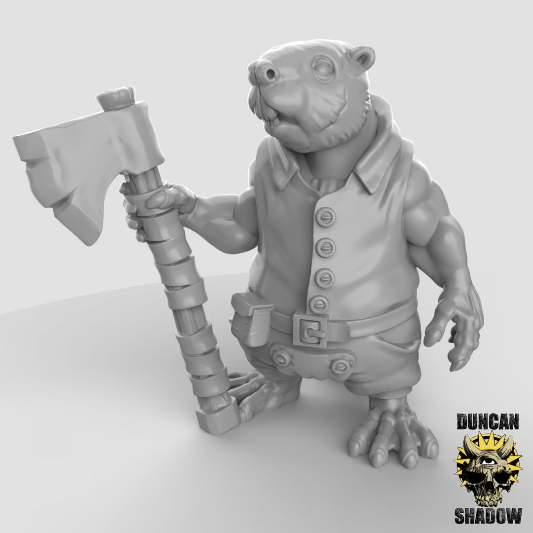 Beaver Folk Lumberjacks With Axes | Duncan Shadow | Compatible with Dungeons & Dragons and Pathfinder