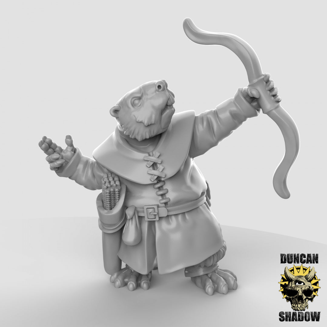Beaver Folk Rangers With Bows | Duncan Shadow | Compatible with Dungeons & Dragons and Pathfinder