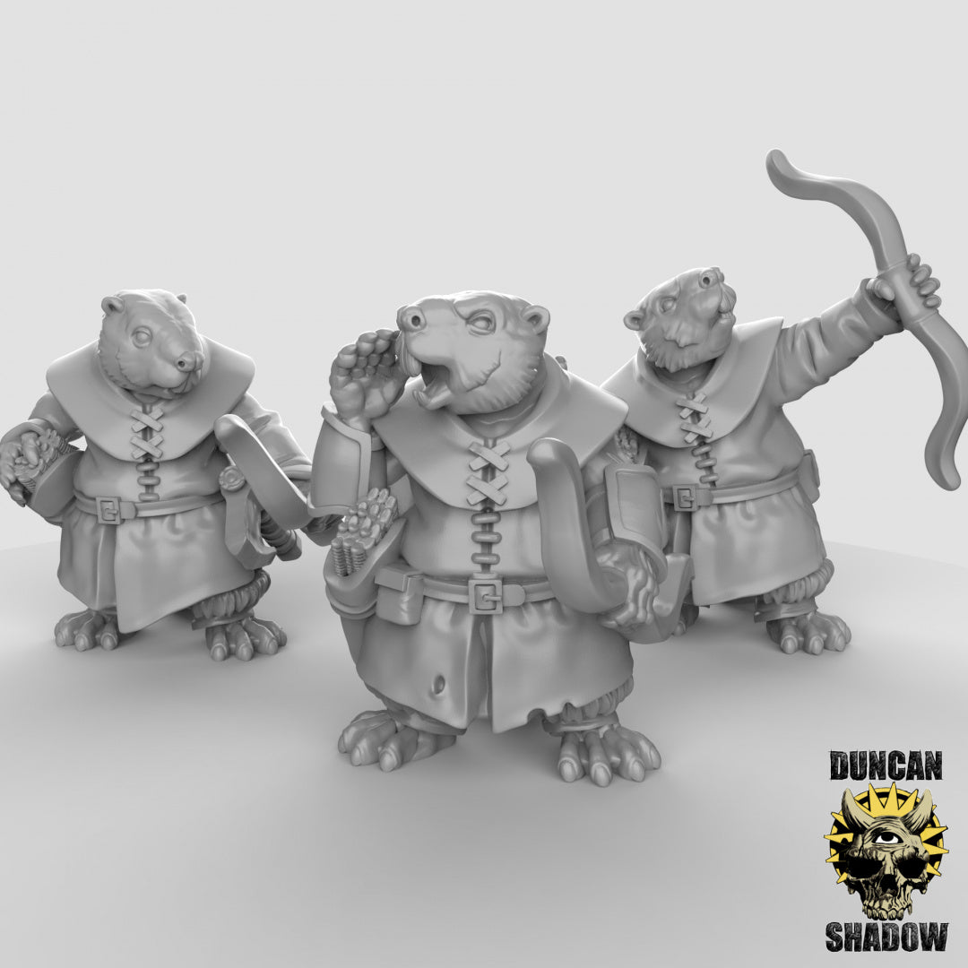 Beaver Folk Rangers con arcos | Sombra de Duncan | Compatible con Dragones y Mazmorras y Pathfinder