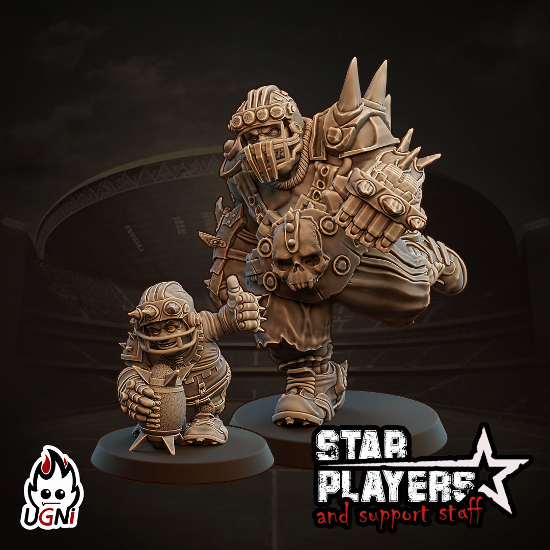 Broke & Berry - Jugadores estrella ogros y medianos - Fútbol de fantasía - Miniaturas Ugni