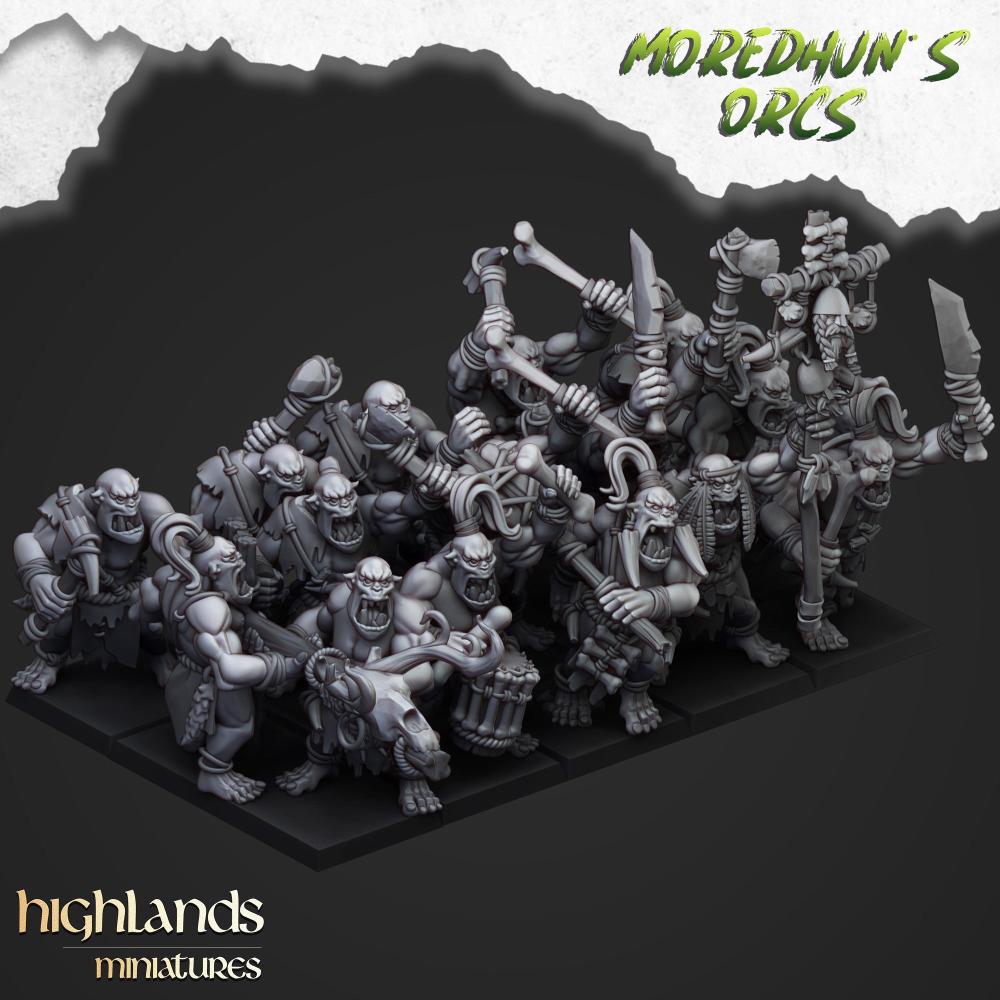 Orcos de cuevas salvajes (x15) - Tribus de orcos y goblins | Highlands Miniatures