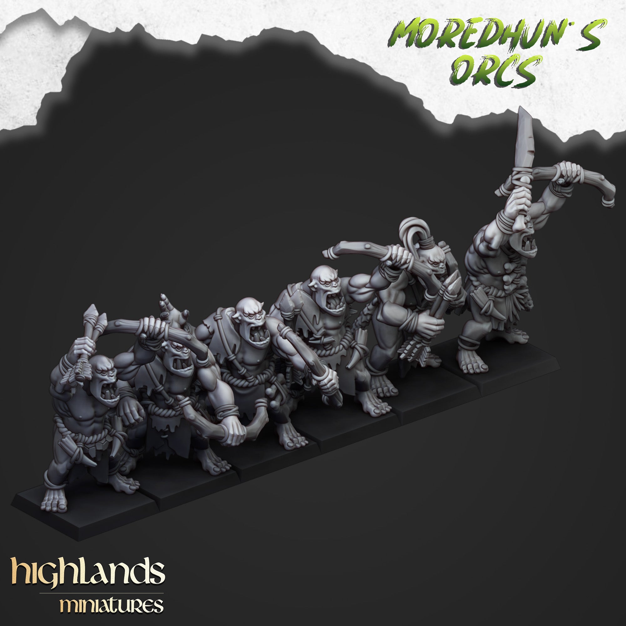 Orcos de cuevas salvajes (x15) - Tribus de orcos y goblins | Highlands Miniatures