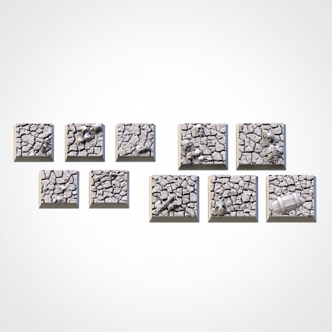 Bases cuadradas desérticas agrietadas | 20 mm | 25 mm | 40 mm | Txarli Factory | Bases cuadradas texturizadas escénicas magnetizables