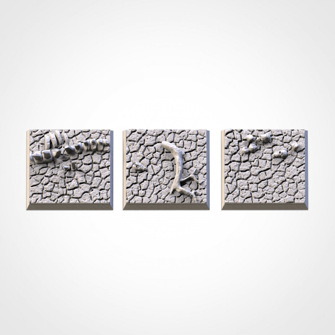 Bases cuadradas desérticas agrietadas | 20 mm | 25 mm | 40 mm | Txarli Factory | Bases cuadradas texturizadas escénicas magnetizables