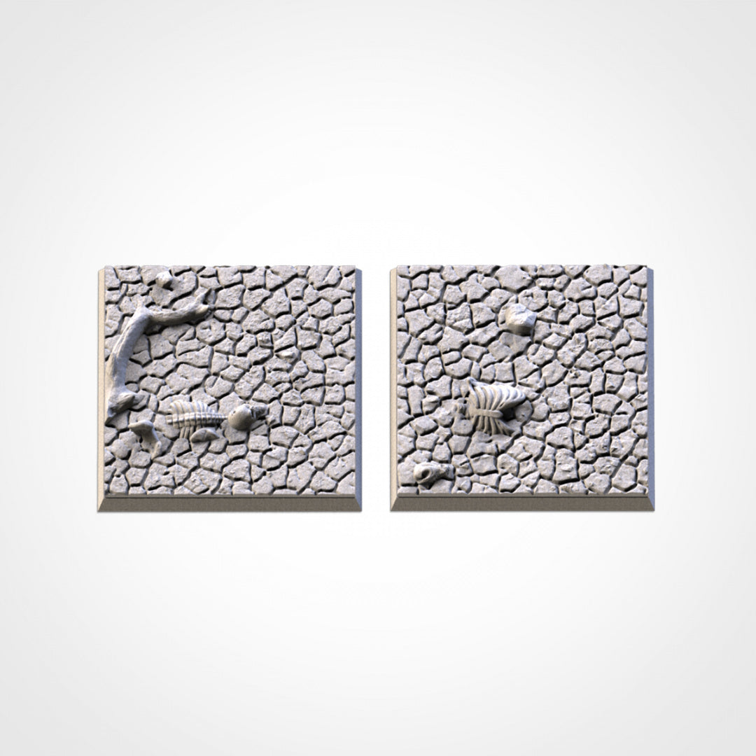 Bases cuadradas desérticas agrietadas | 20 mm | 25 mm | 40 mm | Txarli Factory | Bases cuadradas texturizadas escénicas magnetizables