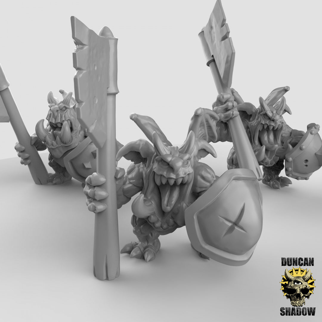Diablillos demoníacos con armas de asta | Sombra de Duncan | Compatible con Dragones y Mazmorras y Pathfinder