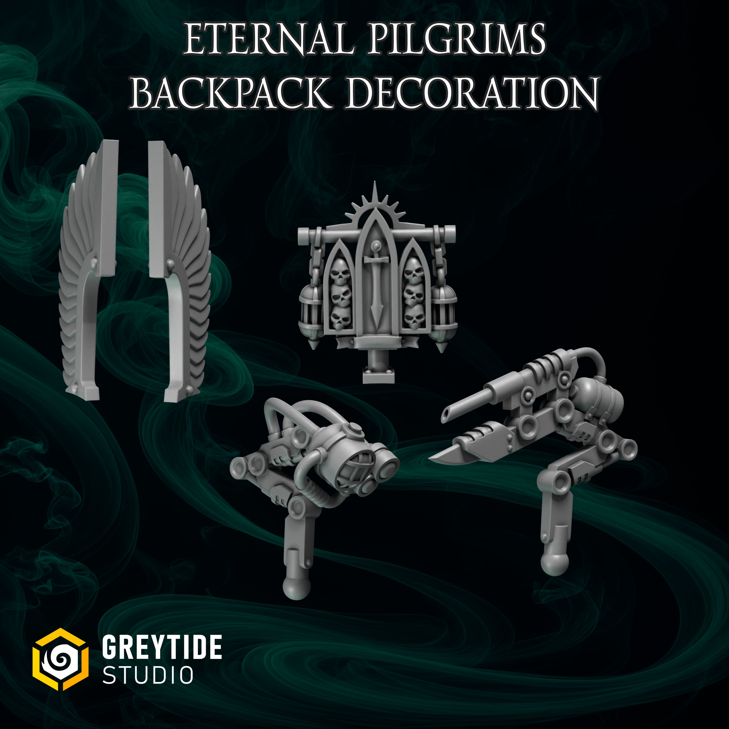 Decoraciones para mochilas Termi | Grey Tide Studios | Eternal Pilgrims | Piezas y accesorios de conversión