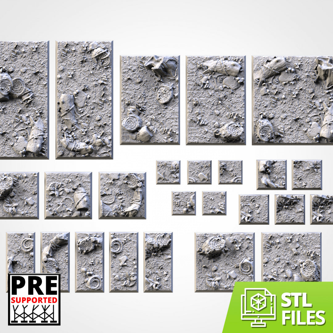 Forest Square Bases | 25mm | 30mm | 40mm | Txarli Factory | Magnetizable Scenic Textured Square