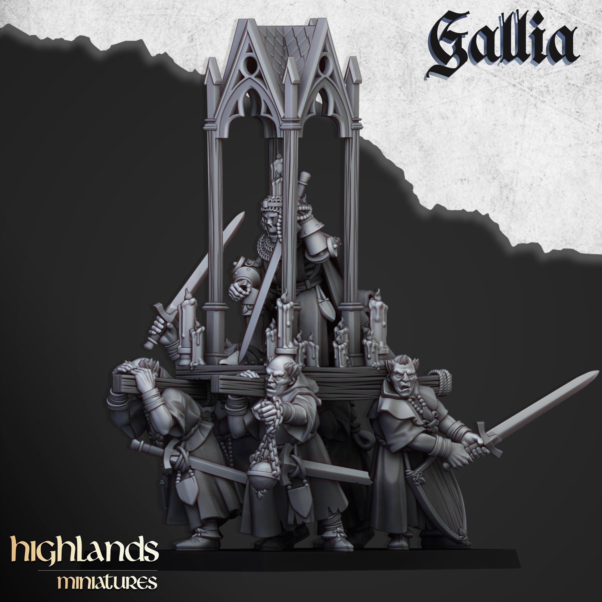 Gallia-Pilger mit Reliquiar (x12) – Königreich Gallia | Highlands Miniatures