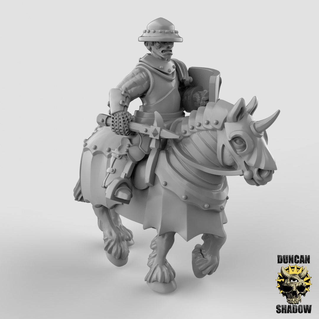 Human Cavalry Knights With Hand Weapons | Duncan Shadow | Compatible with Dungeons & Dragons and Pathfinder