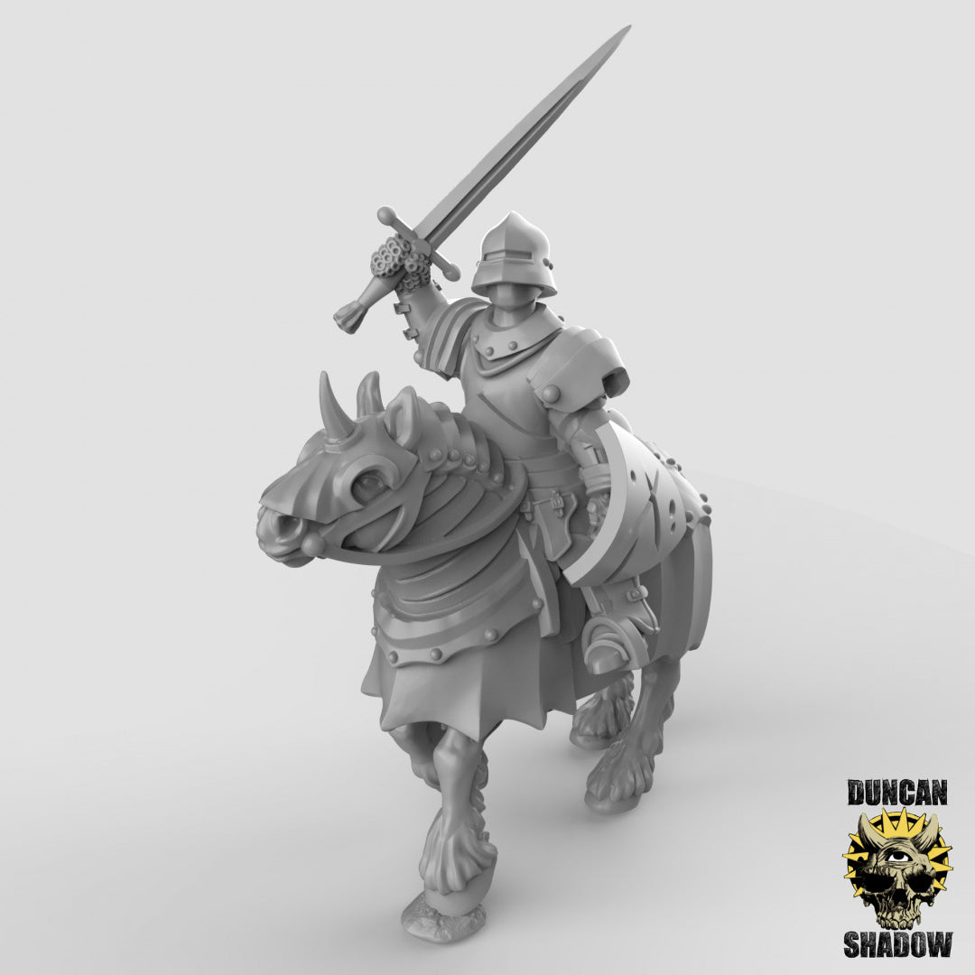 Human Cavalry Knights With Hand Weapons | Duncan Shadow | Compatible with Dungeons & Dragons and Pathfinder