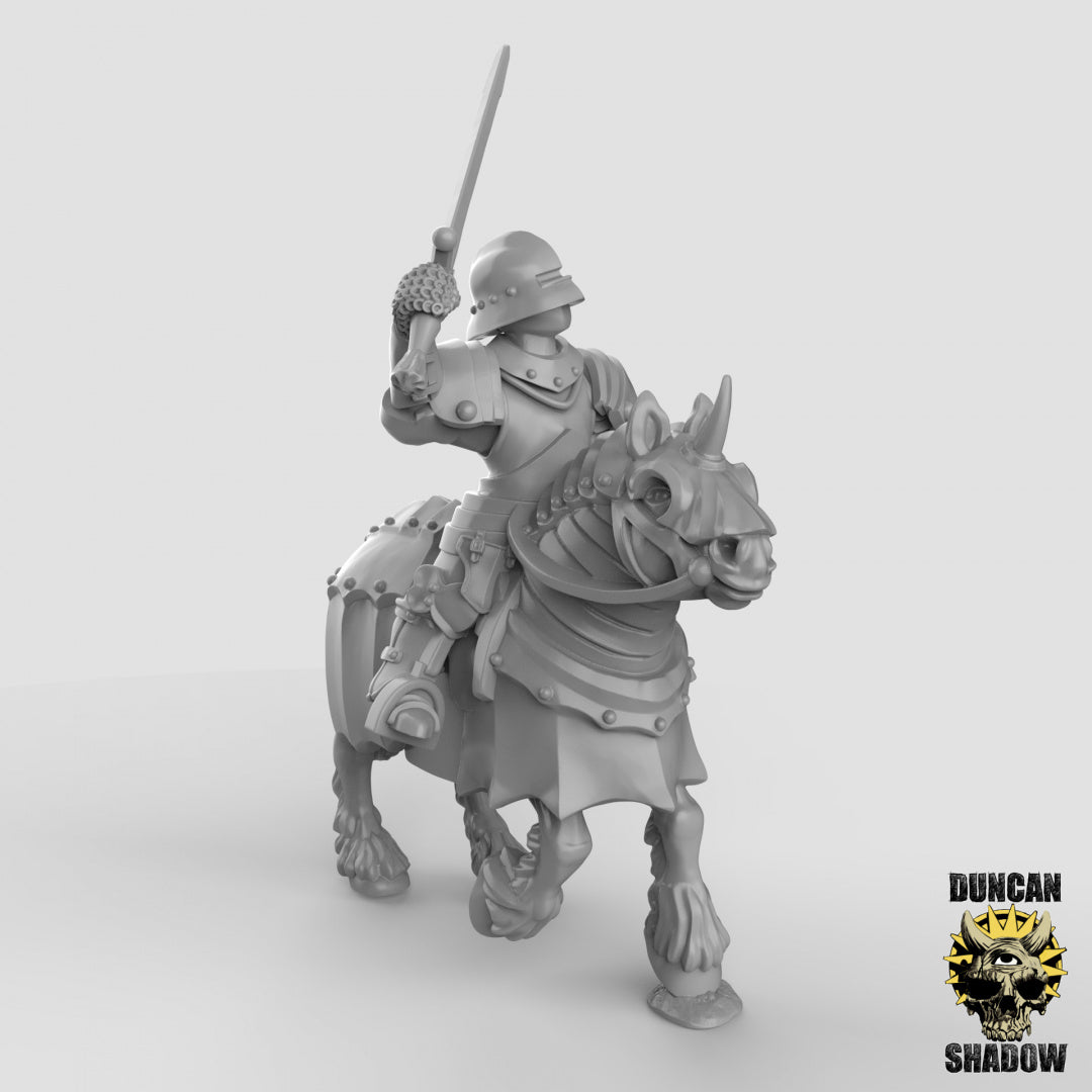 Human Cavalry Knights With Hand Weapons | Duncan Shadow | Compatible with Dungeons & Dragons and Pathfinder