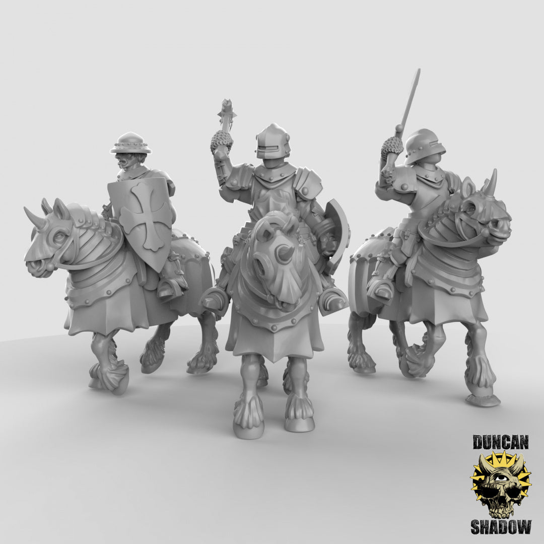 Caballeros de caballería humanos con armas de mano | Sombra de Duncan | Compatible con Dragones y Mazmorras y Pathfinder