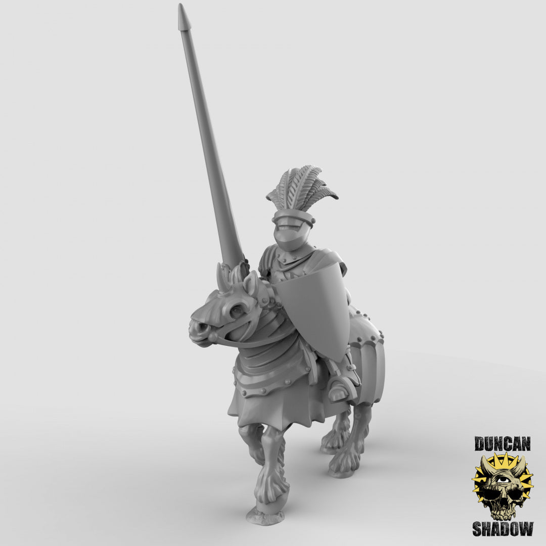 Human Cavalry Knights With Lances | Duncan Shadow | Compatible with Dungeons & Dragons and Pathfinder