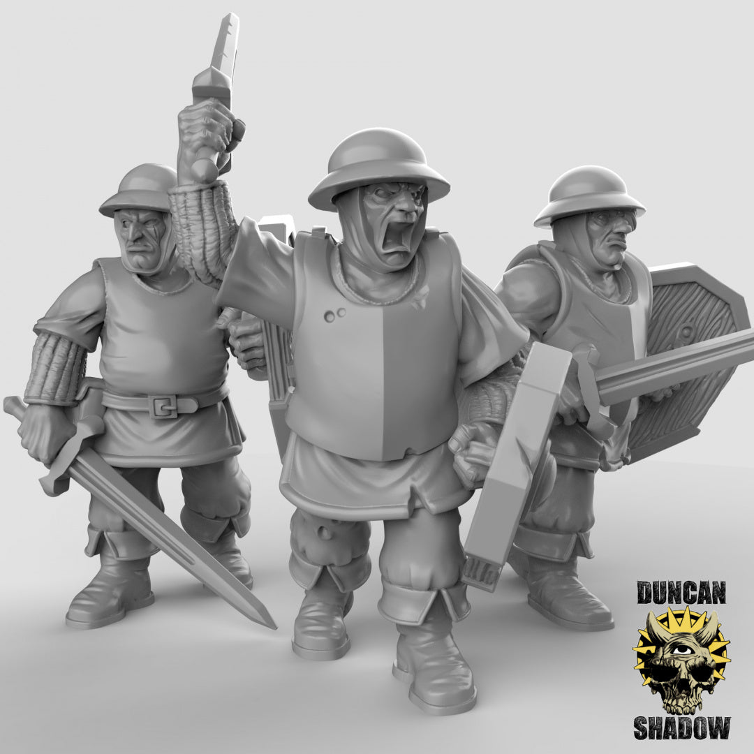 Human Town Guard With Swords and Shields | Duncan Shadow | Compatible with Dungeons & Dragons and Pathfinder