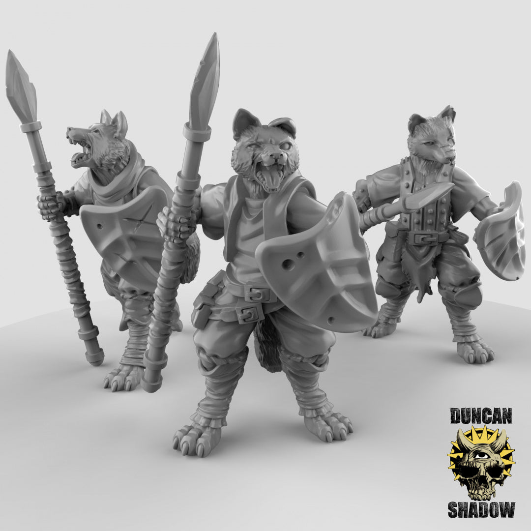 Kitsune Fox Folk con lanzas | Sombra de Duncan | Compatible con Dragones y Mazmorras y Pathfinder