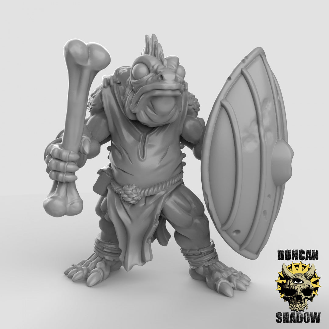 Pueblo pez Koa Toa con espadas y escudos | Sombra de Duncan | Compatible con Dragones y Mazmorras y Pathfinder