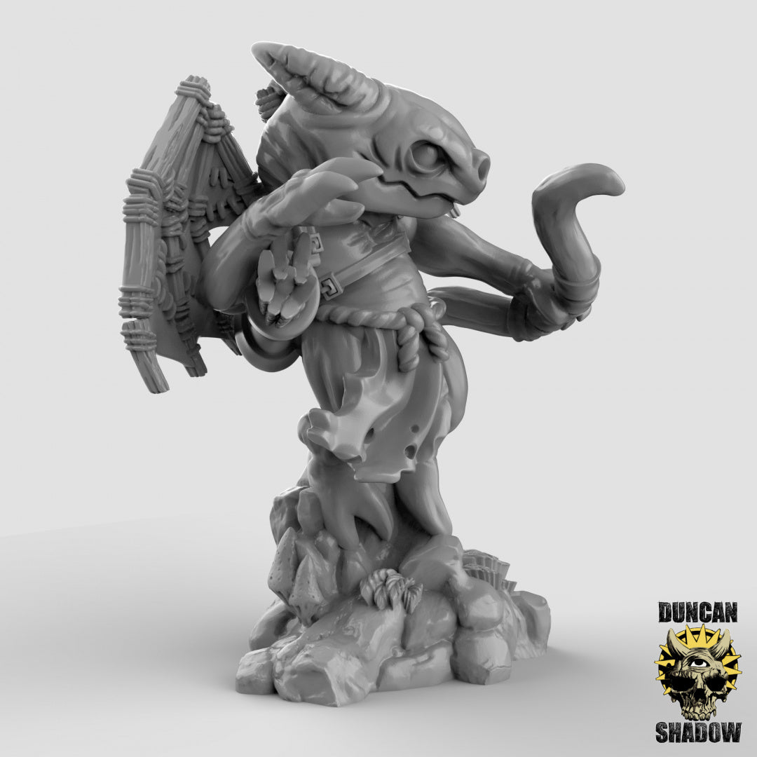 Hostigadores alados kobold con arcos | Sombra de Duncan | Compatible con Dragones y Mazmorras y Pathfinder