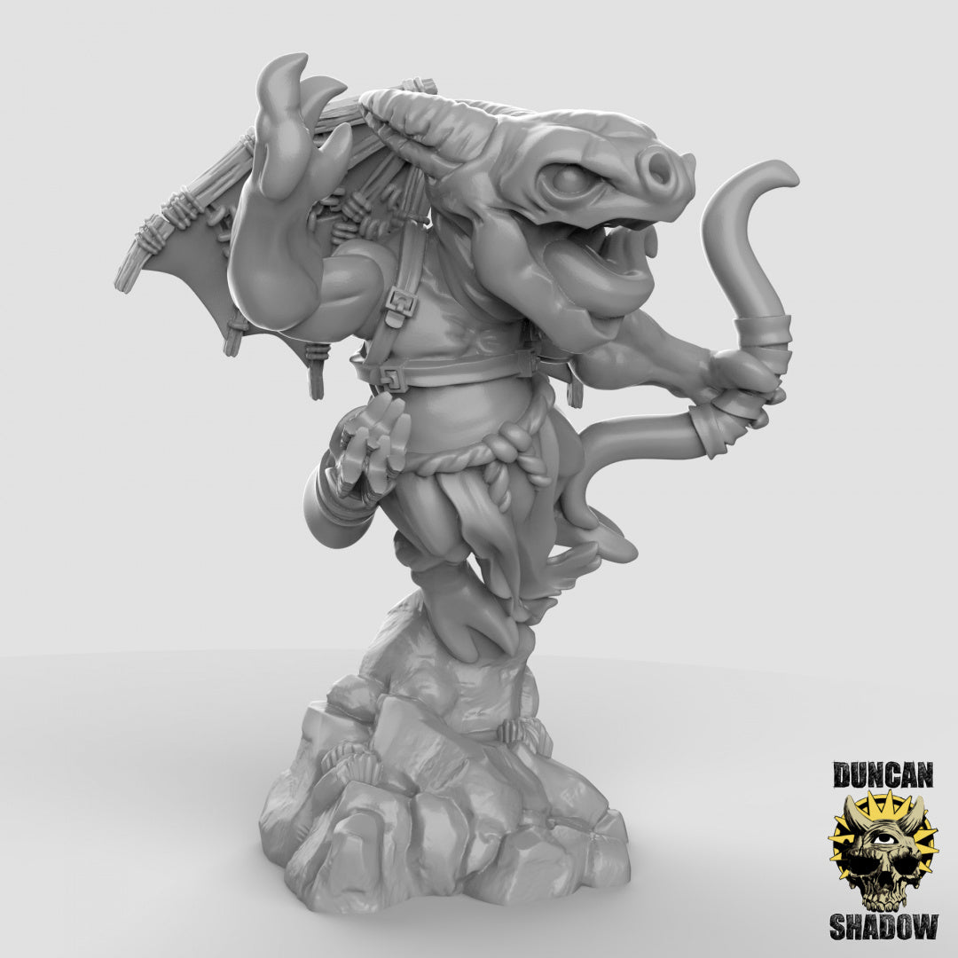 Hostigadores alados kobold con arcos | Sombra de Duncan | Compatible con Dragones y Mazmorras y Pathfinder