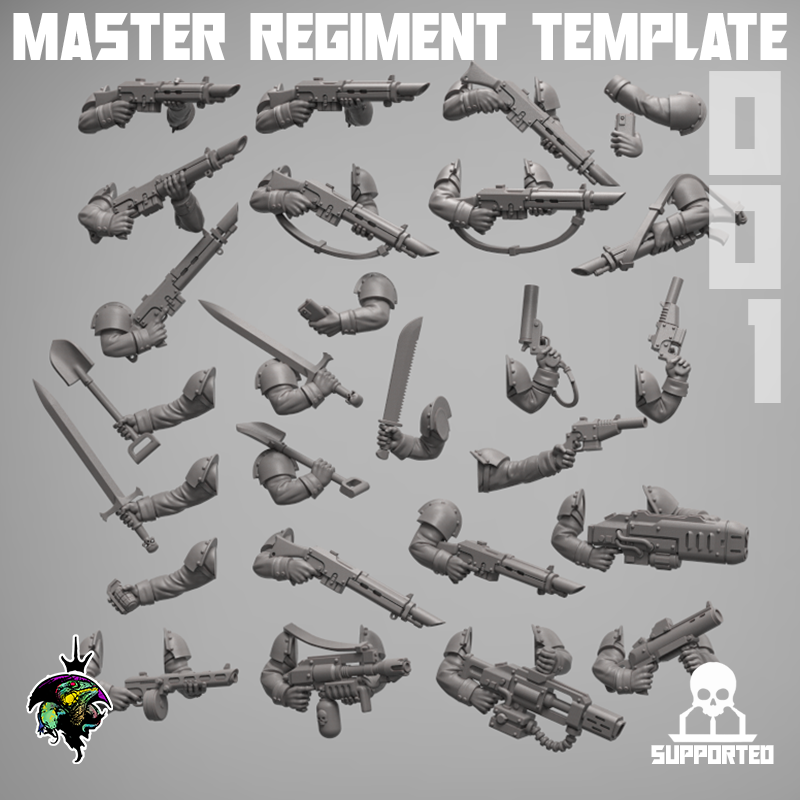 Parts: Master Regiment Template Arms (x10) | Reptilian Overlords | 32mm
