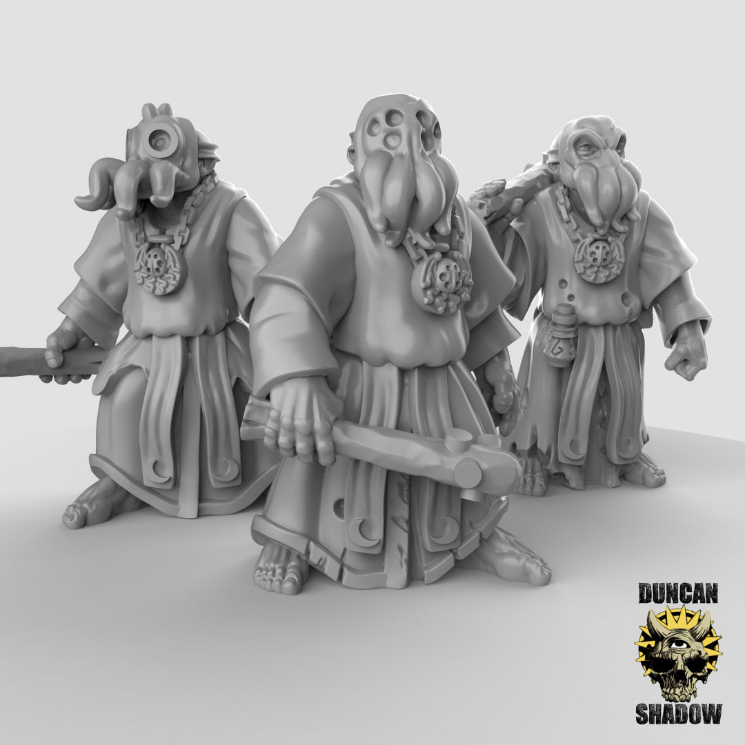 Cultistas del Kraken humano con garrotes | Sombra de Duncan | Compatible con Dragones y Mazmorras y Pathfinder