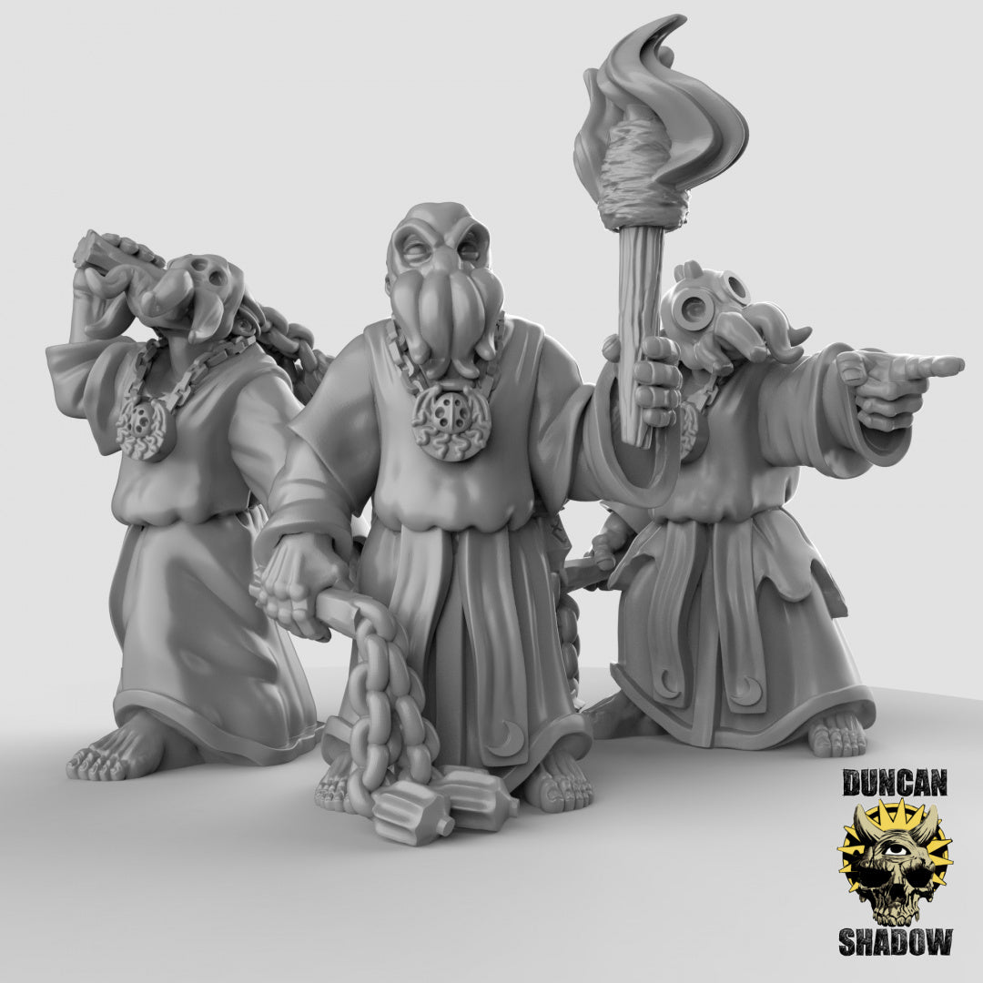 Cultistas del Kraken humano con mayales | Sombra de Duncan | Compatible con Dragones y Mazmorras y Pathfinder