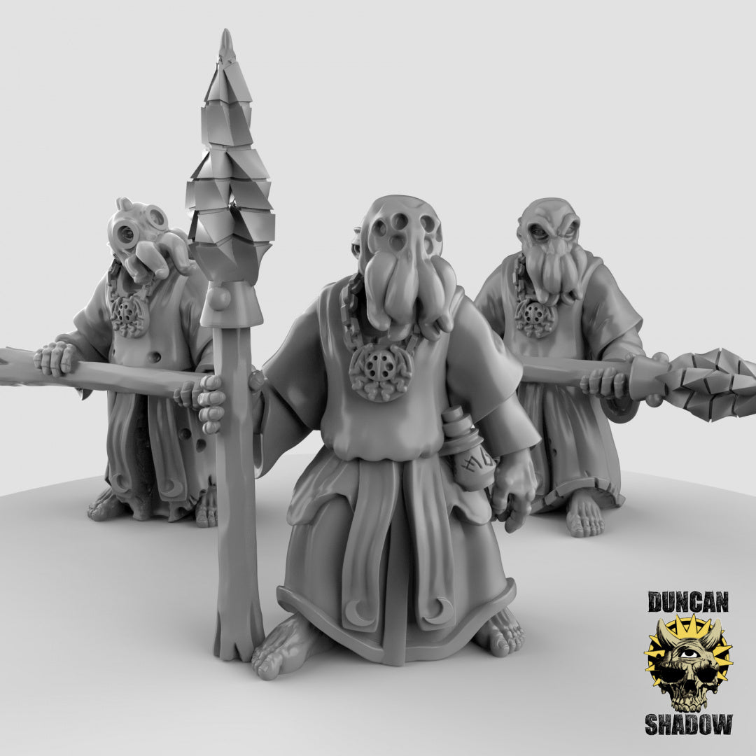 Cultistas del Kraken humano con lanzas | Sombra de Duncan | Compatible con Dragones y Mazmorras y Pathfinder