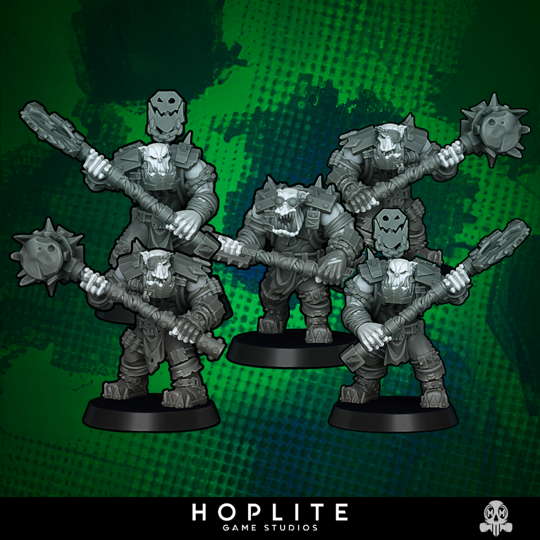Jefes orcos gigantes con armas pesadas | Malicious Miniatures