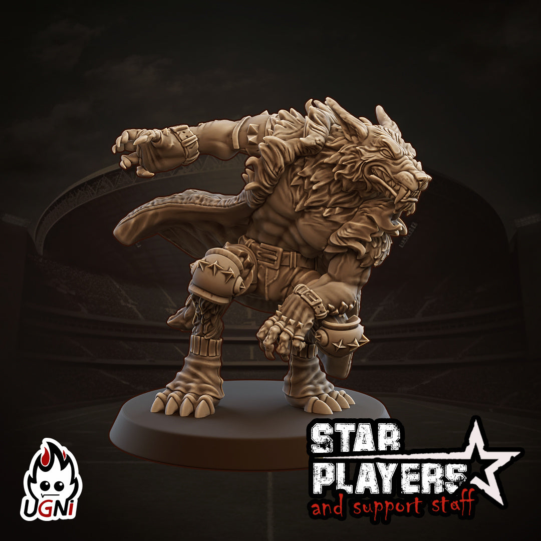 Wolfhelm Shaney - Jugador estrella del hombre lobo - Fútbol de fantasía - Miniaturas Ugni