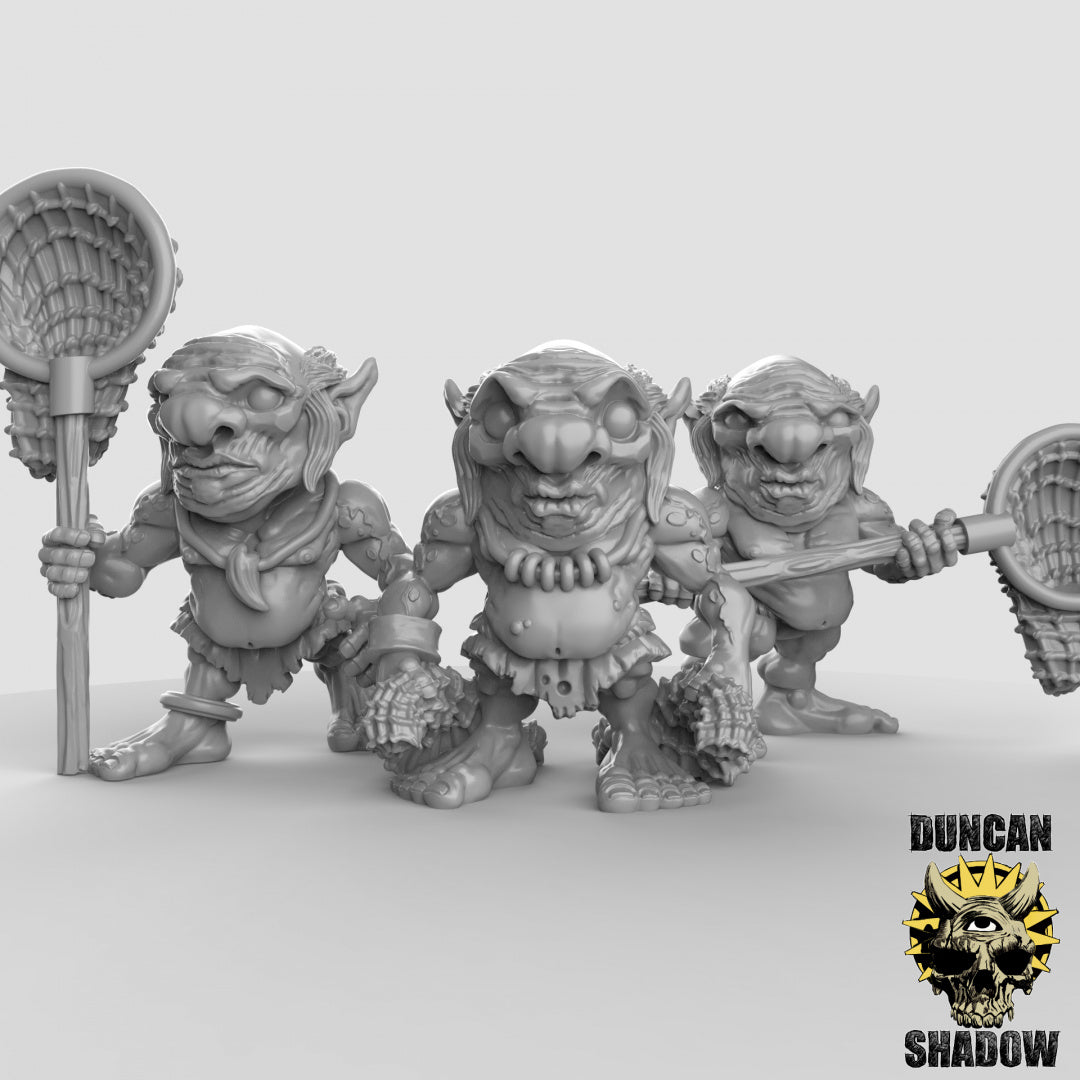 Xvart Gnomos con redes | Sombra de Duncan | Compatible con Dragones y Mazmorras y Pathfinder